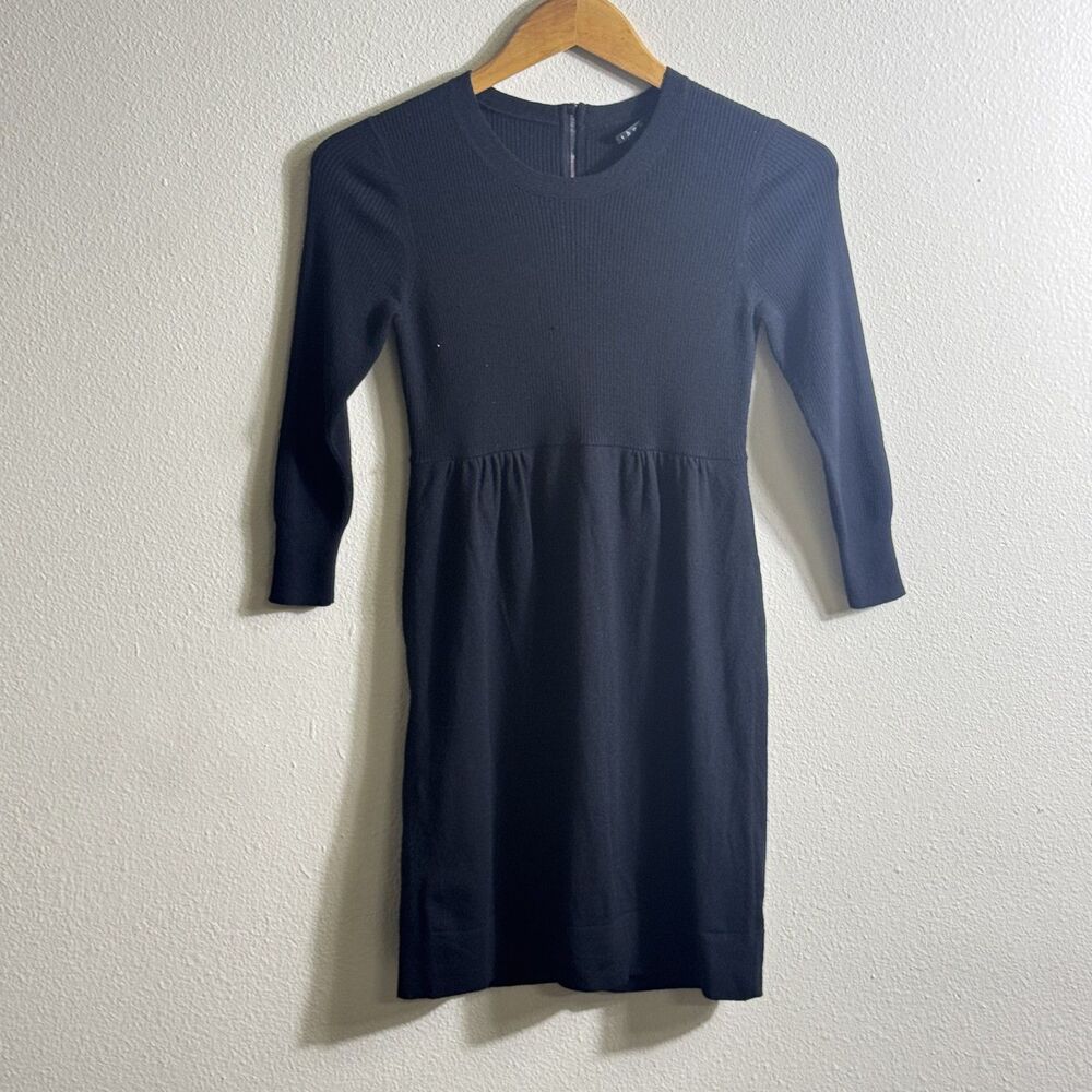 Theory Hannyi Black Wool Fit & Flare Dress Size Small